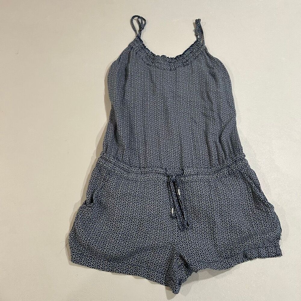 Aéropostale Blue Floral Romper Size Small Petite Adjustable Straps Summer Casual